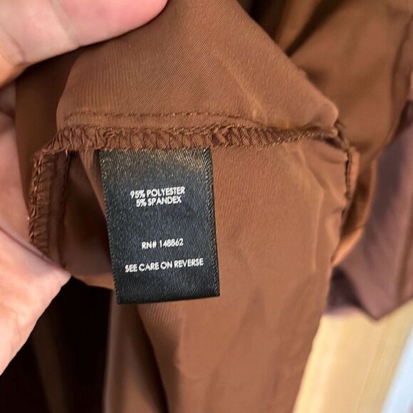 Torrid Madison Copper Brown Satin Button-Up Long Sleeve Shirt 5X - Picture 7 of 7